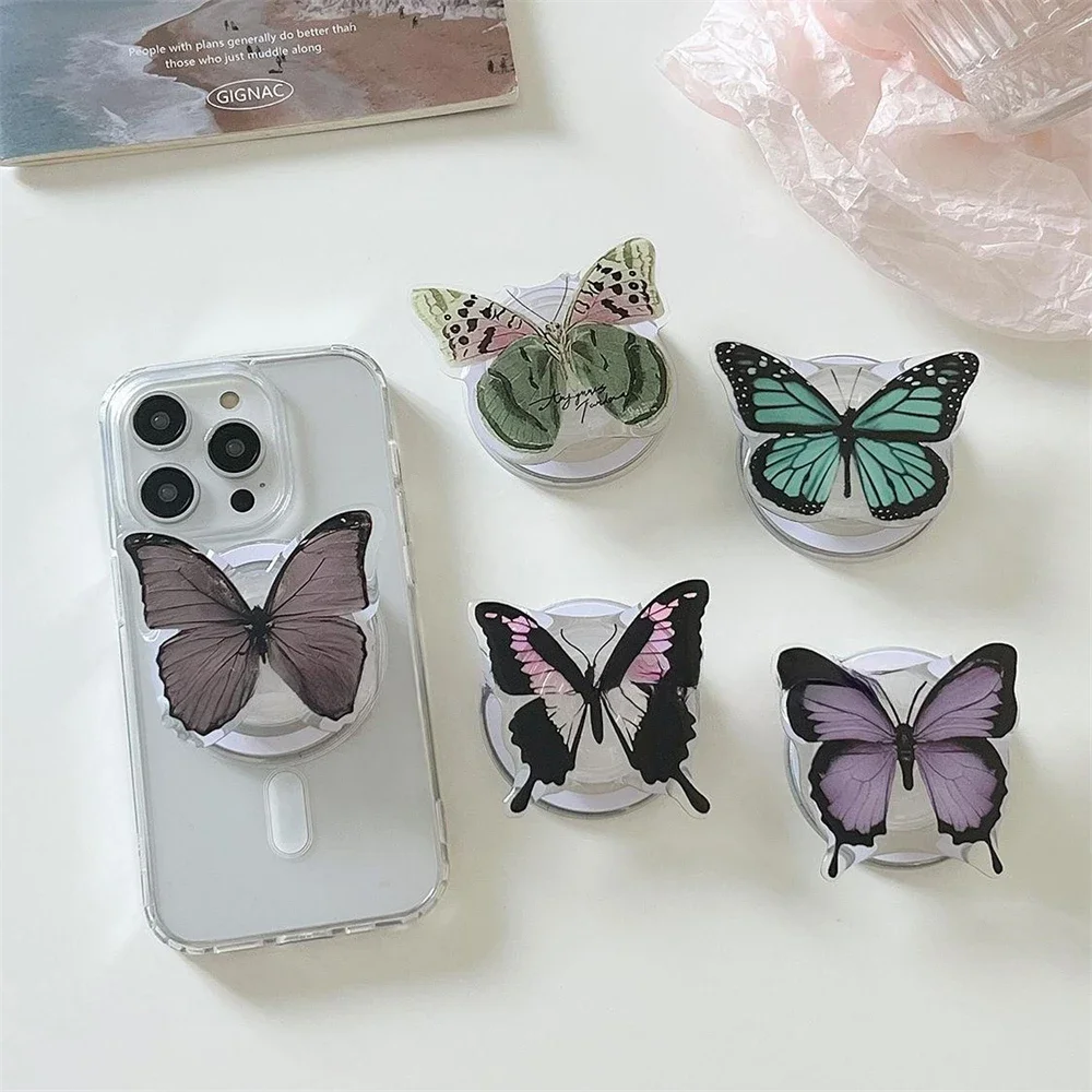 

Magnetic Stand Korean 3D Butterfly Holder Acrylic Phone Grip Tok IPhone 16 15 14 13 Detachable Bracket for Magsafe Case Support
