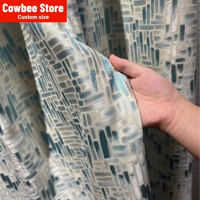 

New light luxurious simple and fashionable Houndstooth jacquard geometric pattern curtainCurtains for Living dining room bedroom