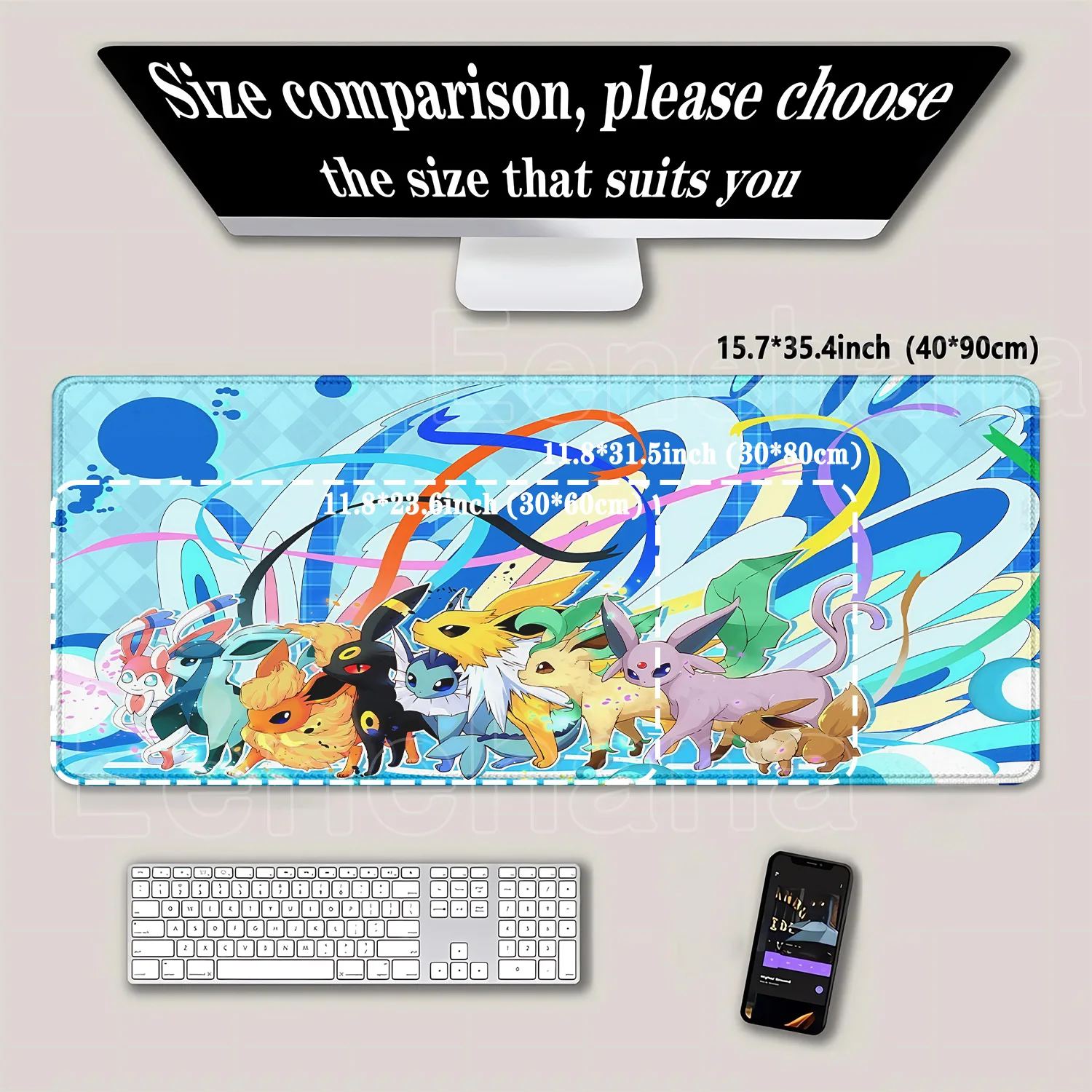 Mouse Pad XXL Eevee Pokémon pa - Gaming Keyboard Typewriter avaliação e preço