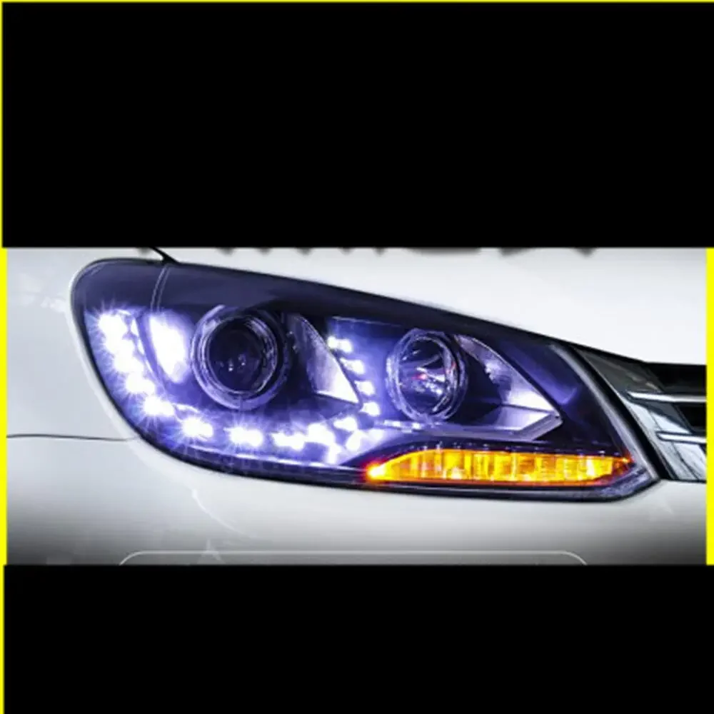 

LED Headlight for Volkswagen vw Touran 2011-15 angel eye Xenon DRL Daytime Running Light Yellow turn signal Автомобильные лампы