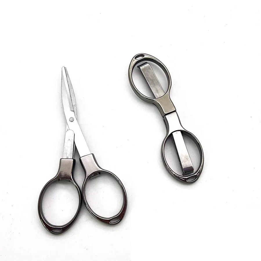 Multifuncional telescópico Folding Scissors, aço inoxidável Segurança Scissors, viagens ao ar livre portátil, 1Pc