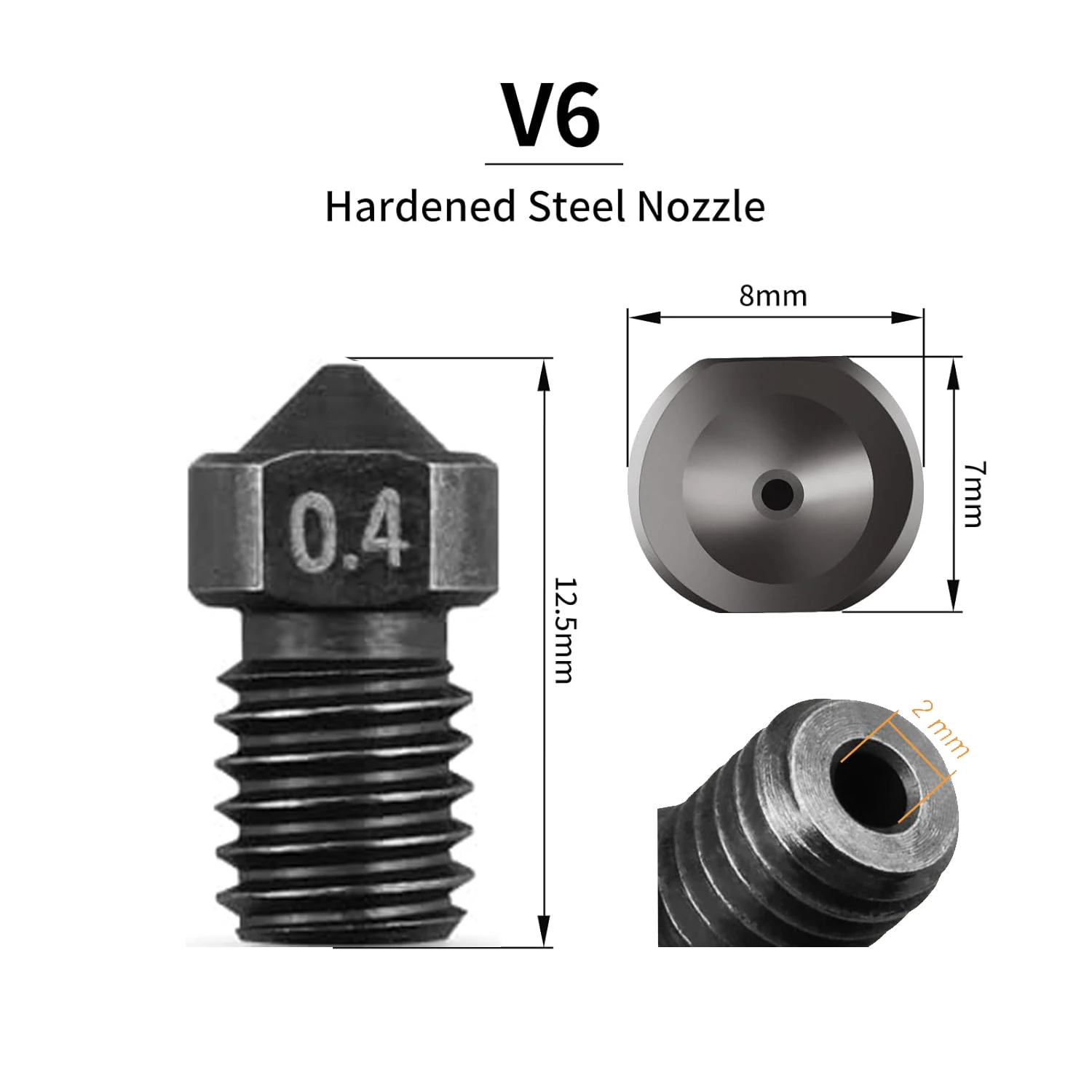 1/2/5 Buah Kepala Cetak Nosel Baja Keras Ekstruder E3D V6 untuk Prusa I3 MK3 MK4 Anycubic I3 Mega S Chiron Bagian Printer 3D