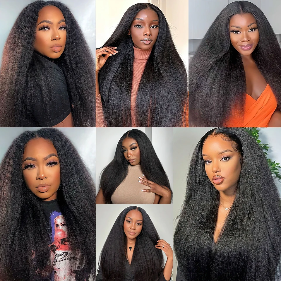 Бордовые Кудрявые Прямые Парики Фронта Шнурка 13x5 Ombre Коричневые Мягкие Пушистые Яки Прямые Парики Шнурка 28 Дюймов Высококачественные Синтетические Парики