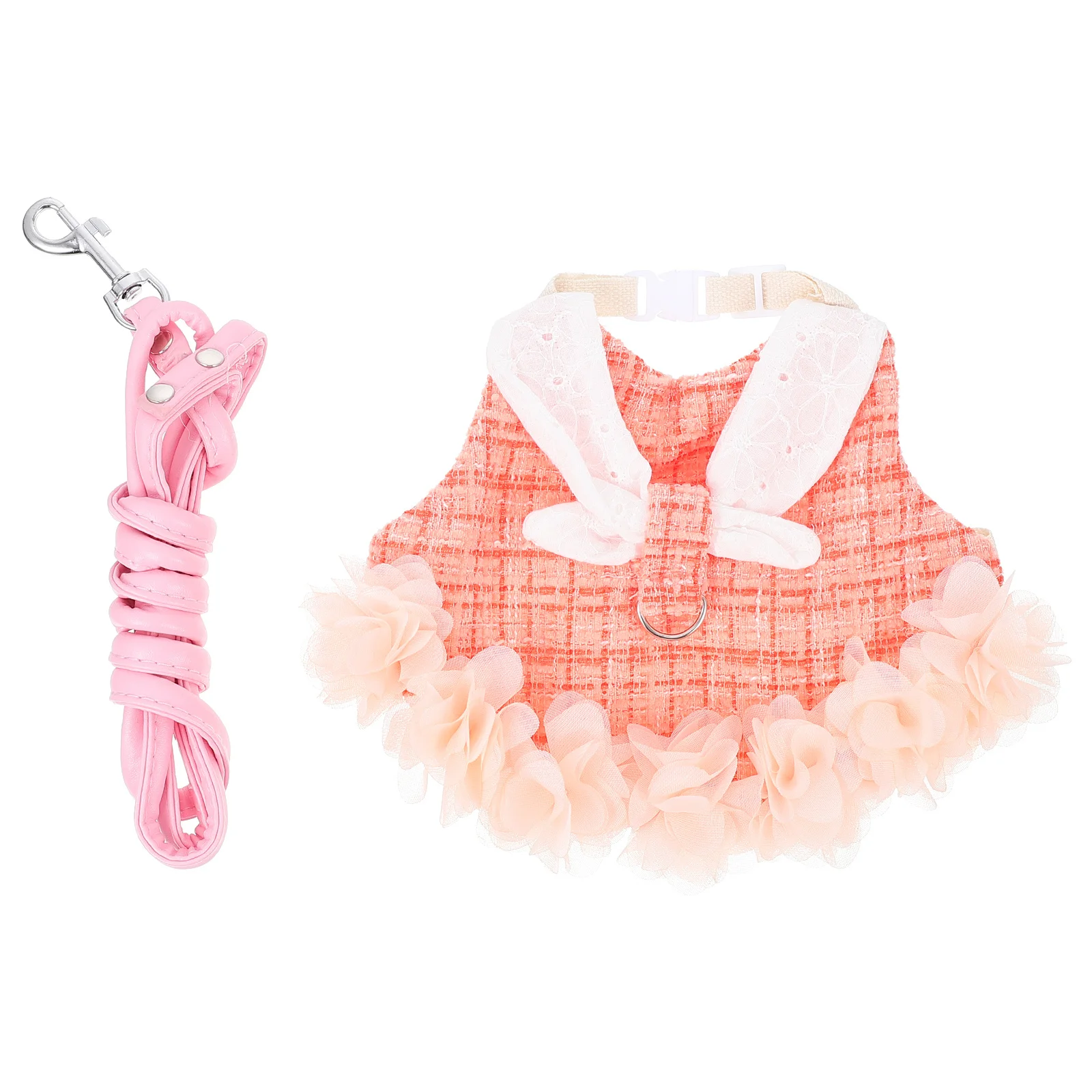 

1Set Rabbit Clothes Pet Bunny Dress Sleeveless Vest Harness Comfortable Durable Cotton Rabbit Harness Leash Party Outdoor Decor