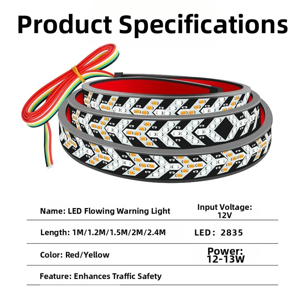12 فولت أضواء خلفية السيارة LED ثنائي اللون أحمر أصفر الفرامل وأضواء إشارة الانعطاف مع إضاءة متتابعة للمياه المتدفقة