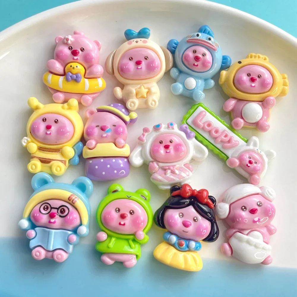 5Pcs cute dressup loopy cartoon resin flatback supplies diy kawaii resin accessories crafts materials scrapbooking embellishment