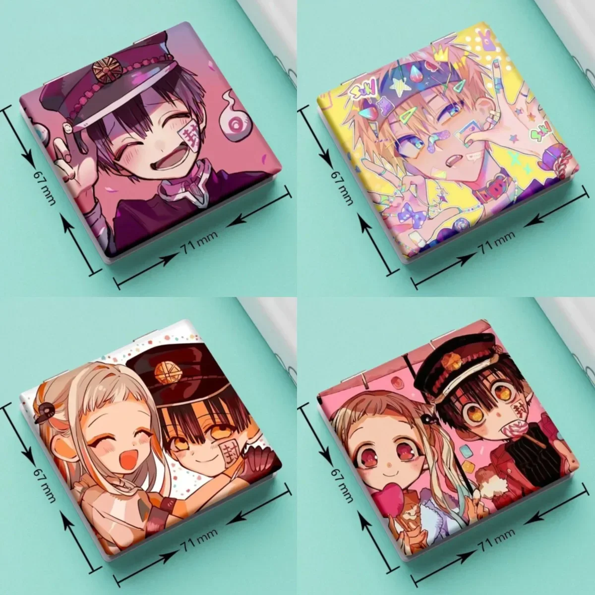 7x6cm Toilet bound Hanako kun Folding Double-sided Makeup Mirror Portable Travel Anime Cute Girls Kids Magnifying Square