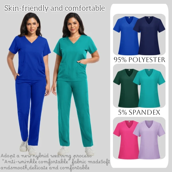 Eco-Friendly Nurse Scrubs Set - Hypoallergenic & Antibacterial Healthcare Uniform, Comfort Workwear for Doctors & Clinics.