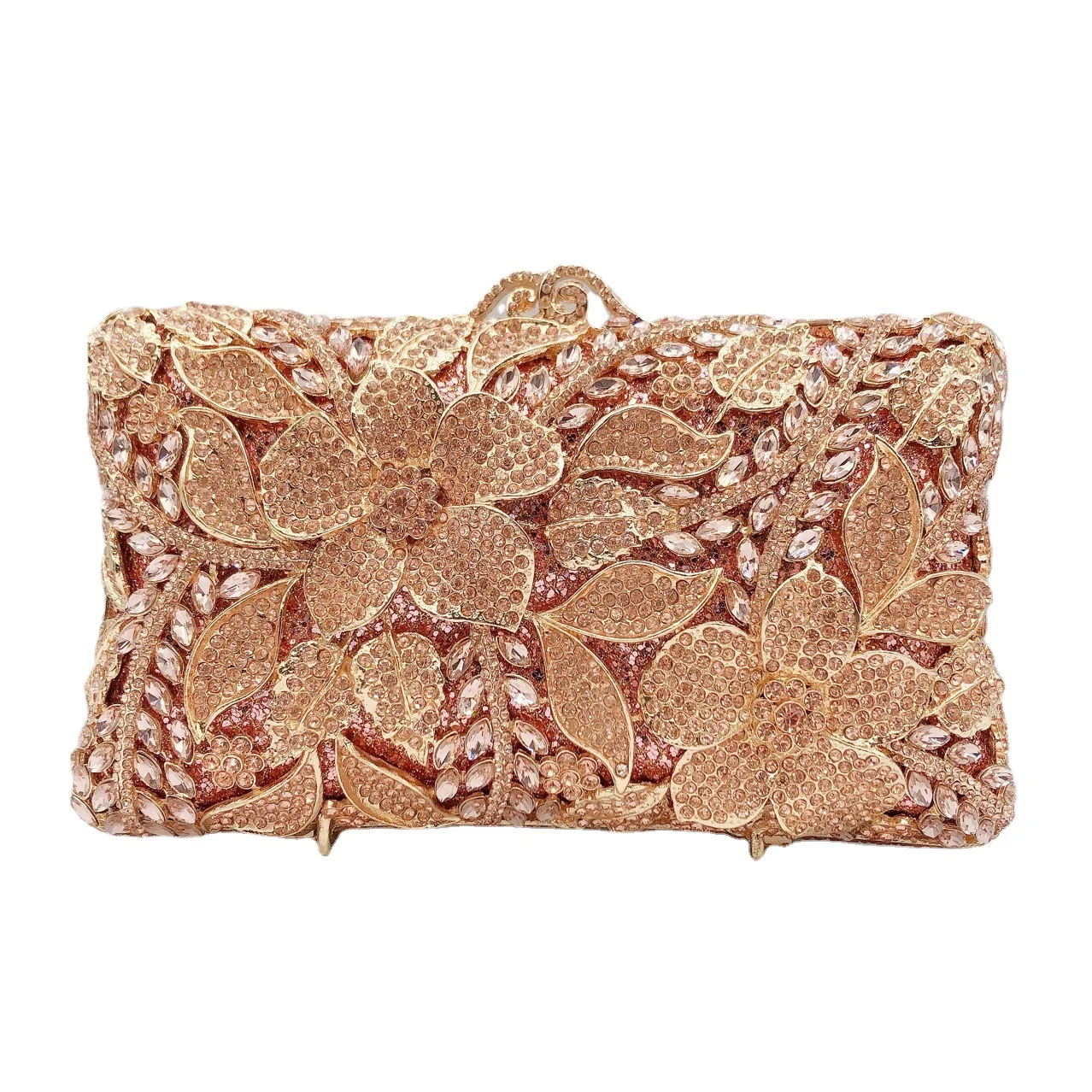 

Flower Diamond Dinner Bag Banquet Rhinestone Clutch Purses Handbags Rhinestone Purse Party Gathering Trendy Snap Closure Handbag