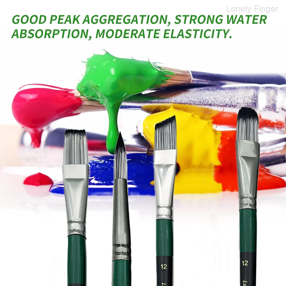 مجموعة فرش طلاء أكريليك، 6/24 قطعة فرشاة رسم أكريليك شعر نايلون، فرشاة رسم وجه روك بألوان مائية، مستلزمات فرشاة حرفية للفنانين #5