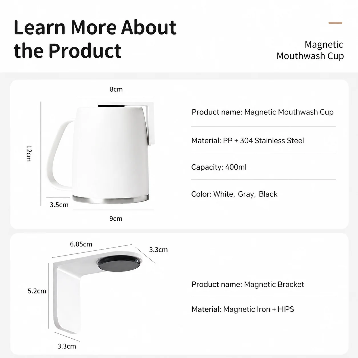 Magnetic Wall-mounted Toothbrush Holder 304 Stainless Steel Cup_voghion.com