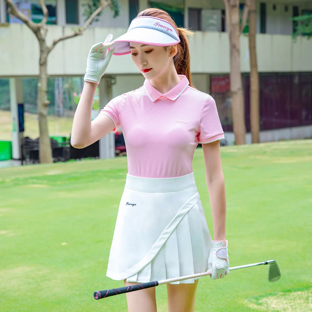 TTYGJ summer new fashion fashionable golf short-sleeved unique design pink women\'s polo shirt badminton clothing TTYGJ summer ne