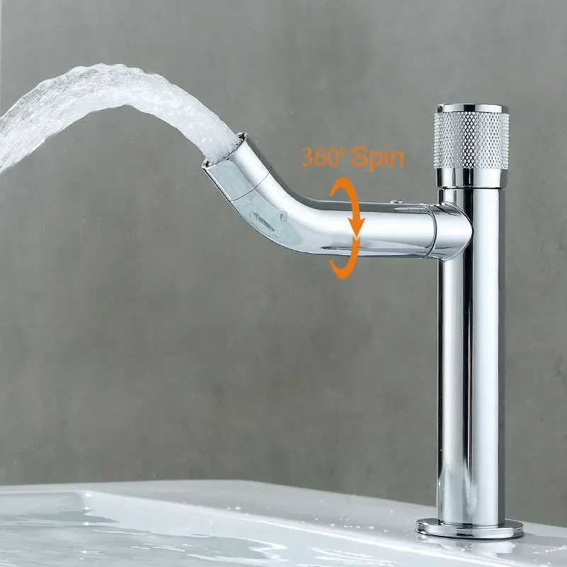 

SUS Stainless Steel Single Cold Faucet 360°Rotating Spray Tap Threaded Handwheel Switch With Bubbler To Prevent Splashing