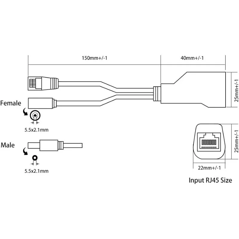 イーサネットアダプター,パッシブパワーアダプター,peeスプリッター,rj45,電源モジュール,ip Camea用12-48v,1ペア