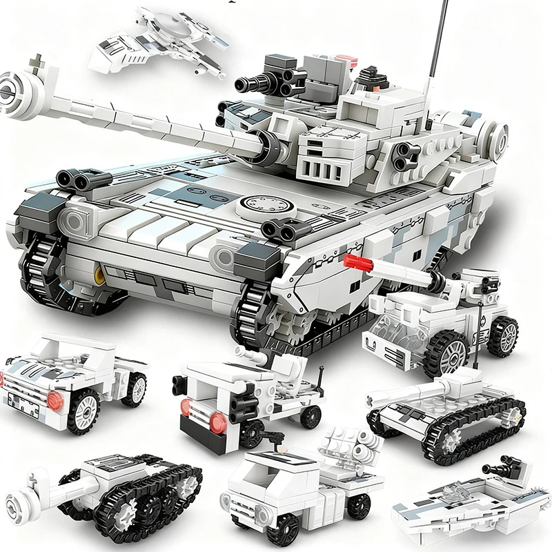 

8 in 1 Military Building Blocks Set Tank Airplane Warship Armored Vehicle Model Kit DIY Toys for Kids Holiday Gift