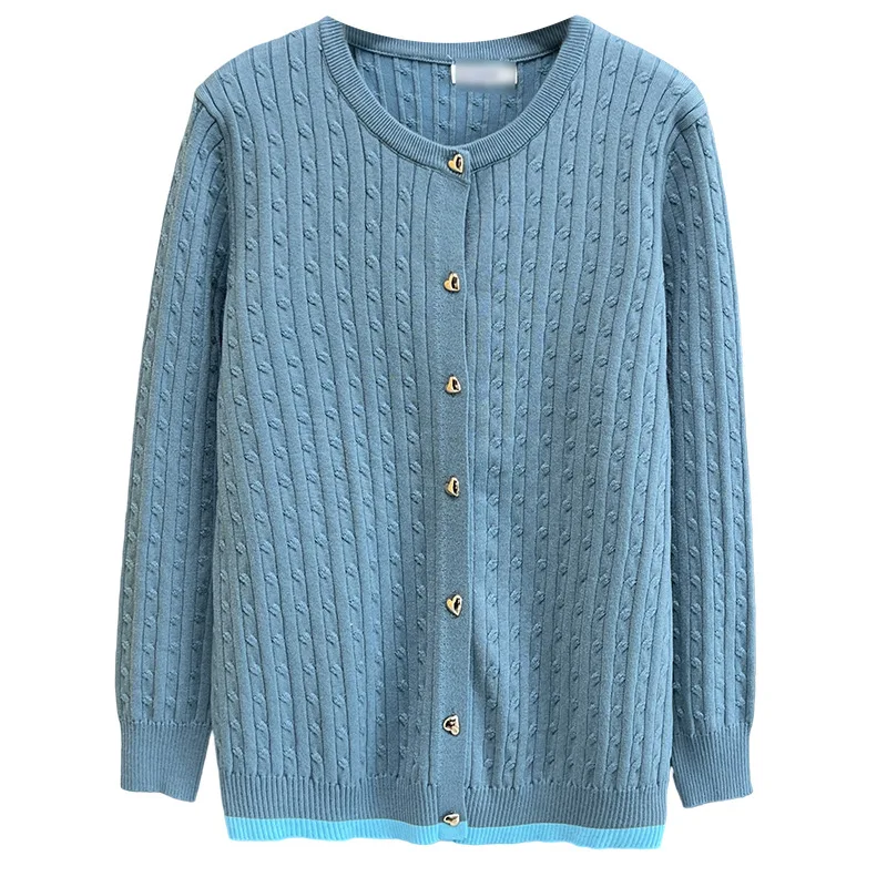 

Женский свитер больших размеров, осень 2023, новый стиль, стильный вязаный кардиган с пуговицами в форме сердца, повседневные джемперы 5035