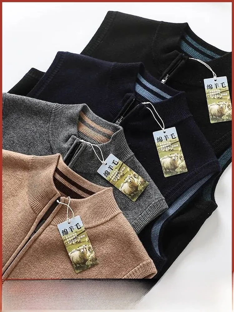 

Elegance Woolen Knitted Cardigan Vest for Men Casual Autumn Winter Thiened Chinese Brand Youth Trendy Zipper Closure ...