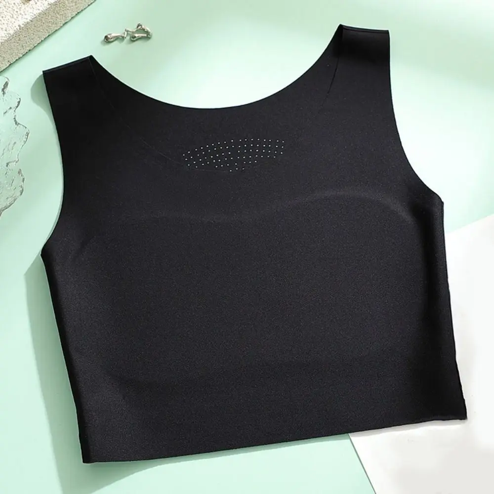 Solid Color Shrinking Chest Bustier Wireless Bra Slim Ice Silk Underwear for Women Lingerie Ultra-thin Girls Seamless Bra Girl