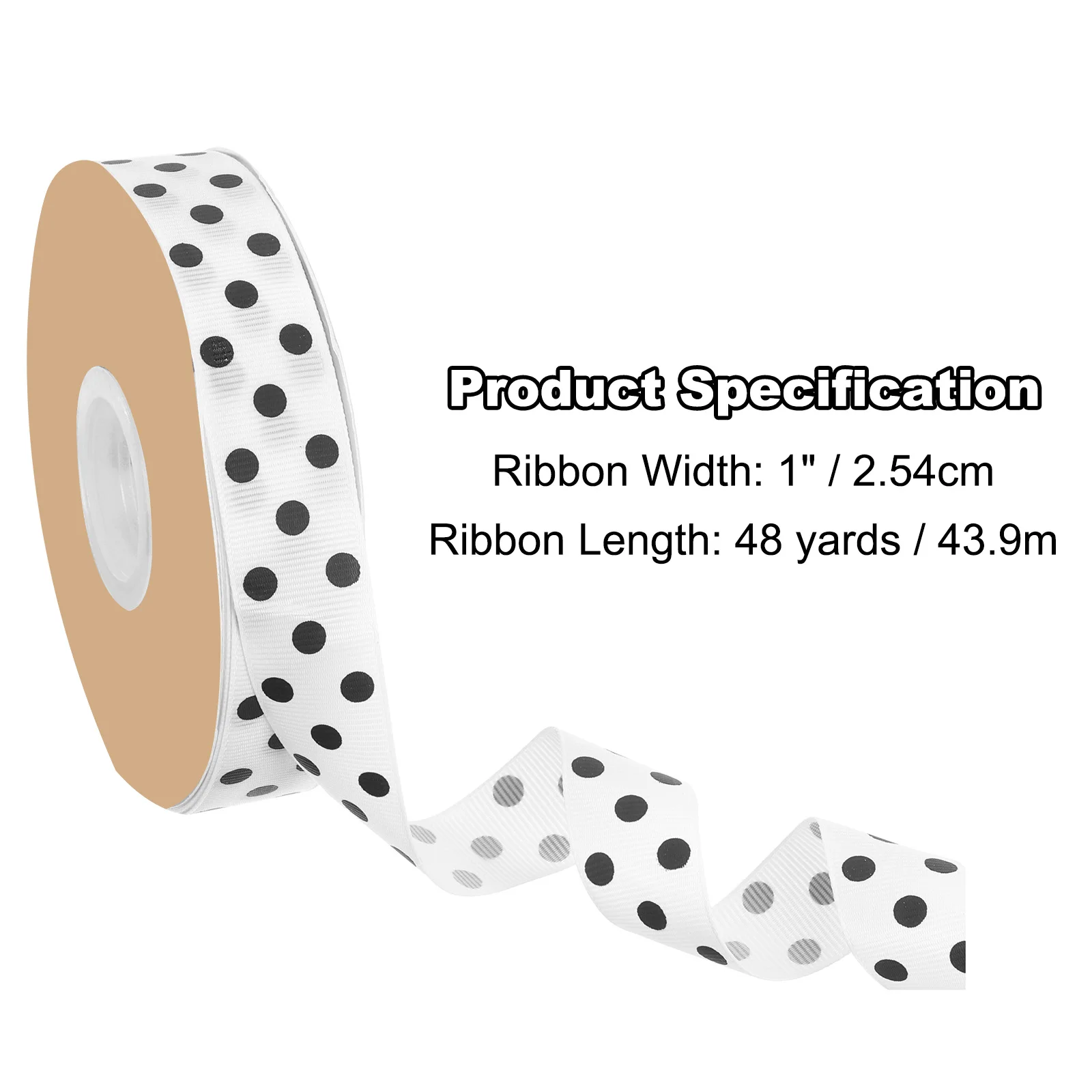 Polka Dot Craft Grosgrain Ribbon Grosgrain Ribbon Roll Wired Edge Ribbon for Party Decoration Gift Wrapping 1 Inch x 48 Yard