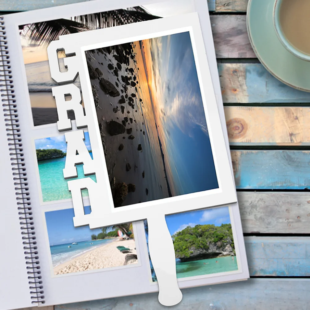 

2 Pcs Photo Frame Decoration Graduation Fan Centerpieces DIY Sublimation Crafts Fiberboard Supplies Home Office