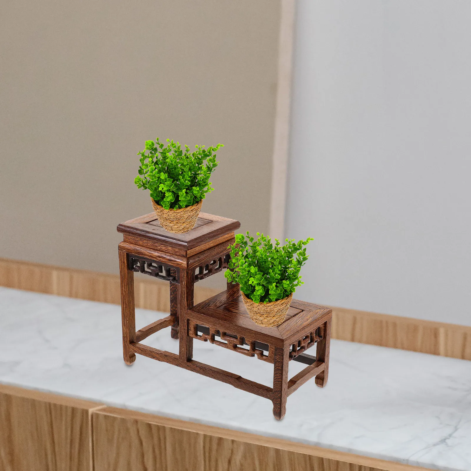 Vintage Chicken Wing Wood Display Base Interlaced Grain Wooden Stand for Vase Teapot Buddha Statue Riser