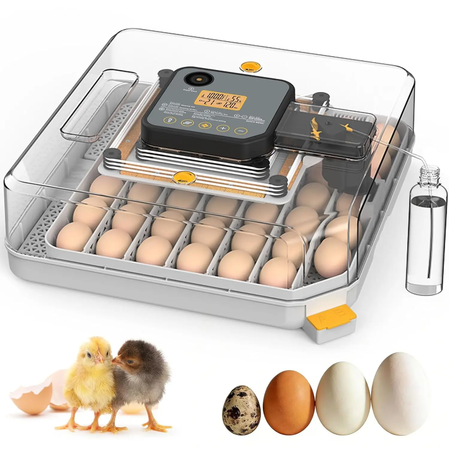 48 with Auto Turner, Humidity Temp Control, Smart Hatcher for Chicken Duck Goose Quail Eggs, Includes Candler