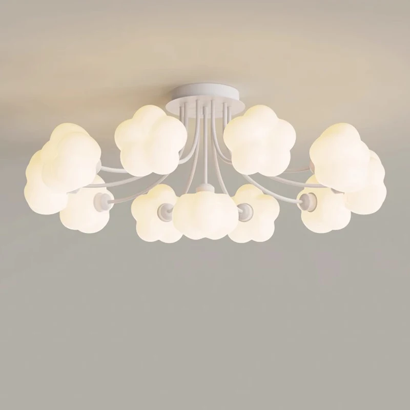 

French Cream Style Warm Ceiling Chandeliers Romantic Orchid Flower LED Lamp for Living Room Bedroom Restaurant Lighting Fixtures