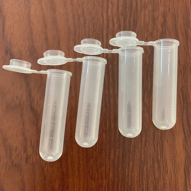 50 Pcs/set of 5ML Experiment Textbook with Cover Centrifuge Tube Plastic Transparent Test Tube Round Bottom with Scale