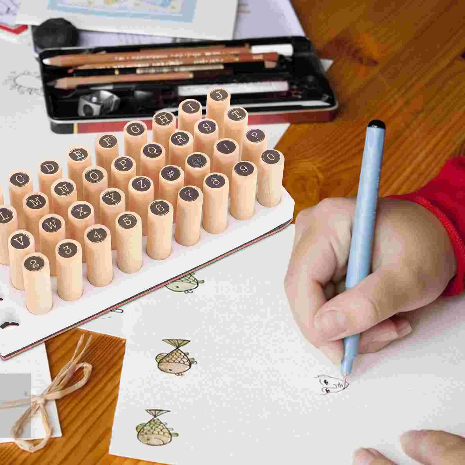 Letter Number Stamp Tool Cylinder Seal Notebook Stamps Mini Hand Account Scrapbook