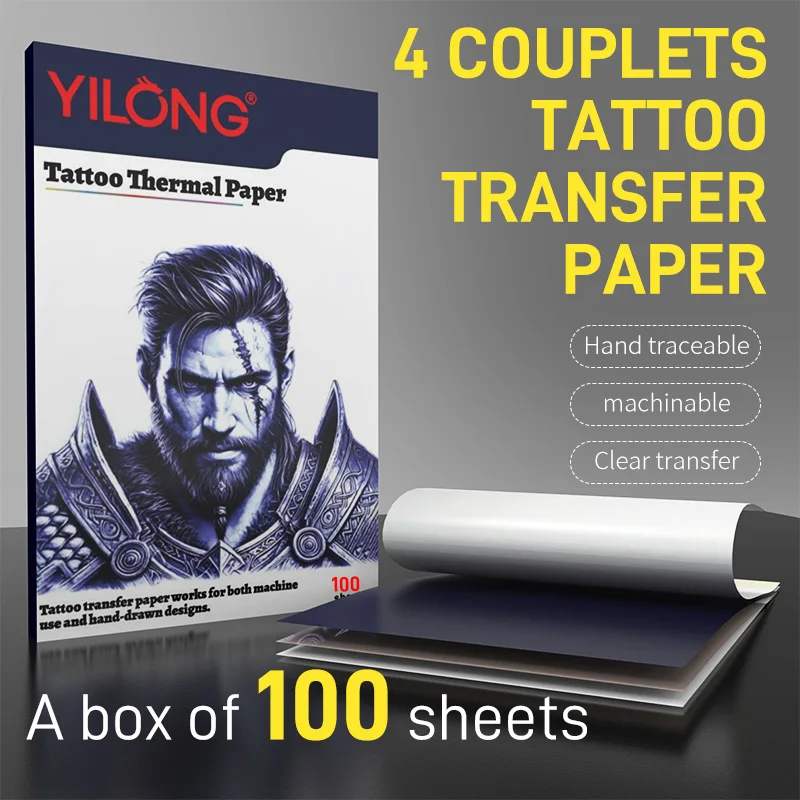 

YILONG Tattoo Transfer Paper 100/50/30/20/15/10Pcs A4 Size Tattoo Stencil Paper Carbon Thermal Copy Paper for Transfer Machine