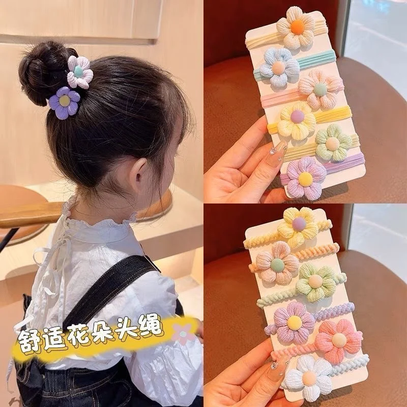

6Pcs/Set Cute Bow Flower Elastic Hairband Children Girls Sweet Hair Ties Fashion Headbands Hair Accessories Rubber Band for Kids