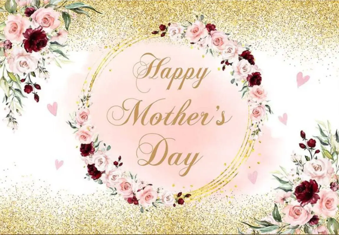 Happy Mother's Day Backdrop Decorations Banner Pink Floral Background I Love Mom Festival Party Photography Photo Booth Props