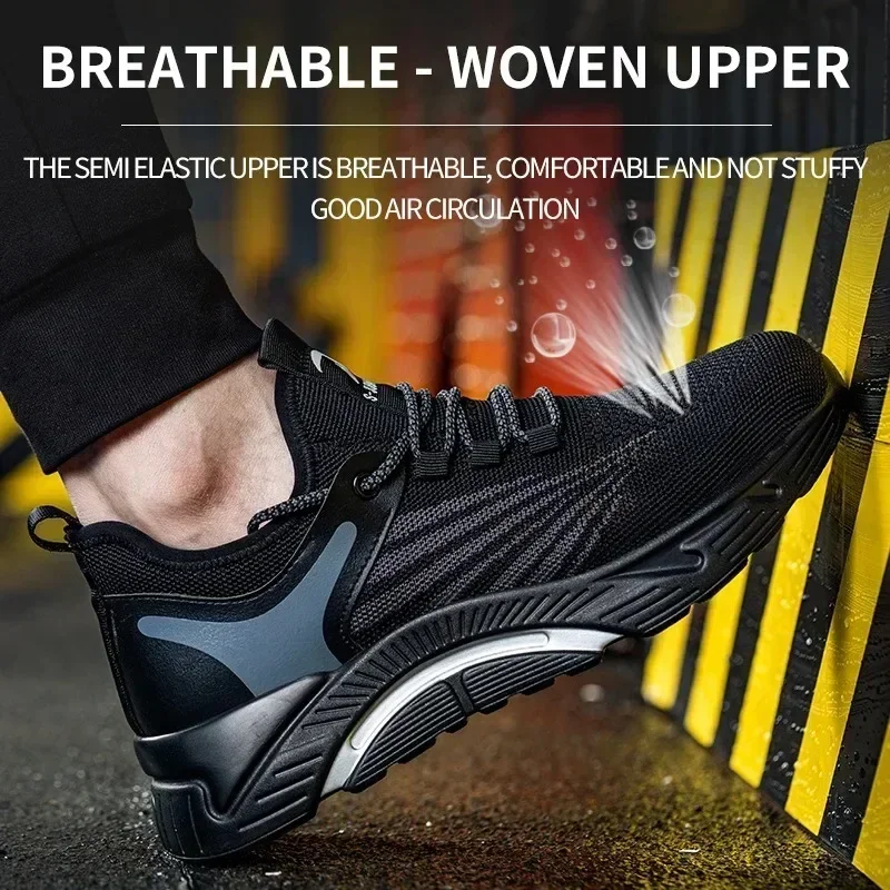 

New Men's Safety Shoes: Breathable, Stylish Sneaker-Style with Steel Toe - Lightweight & Durable for Work & Casual Wear