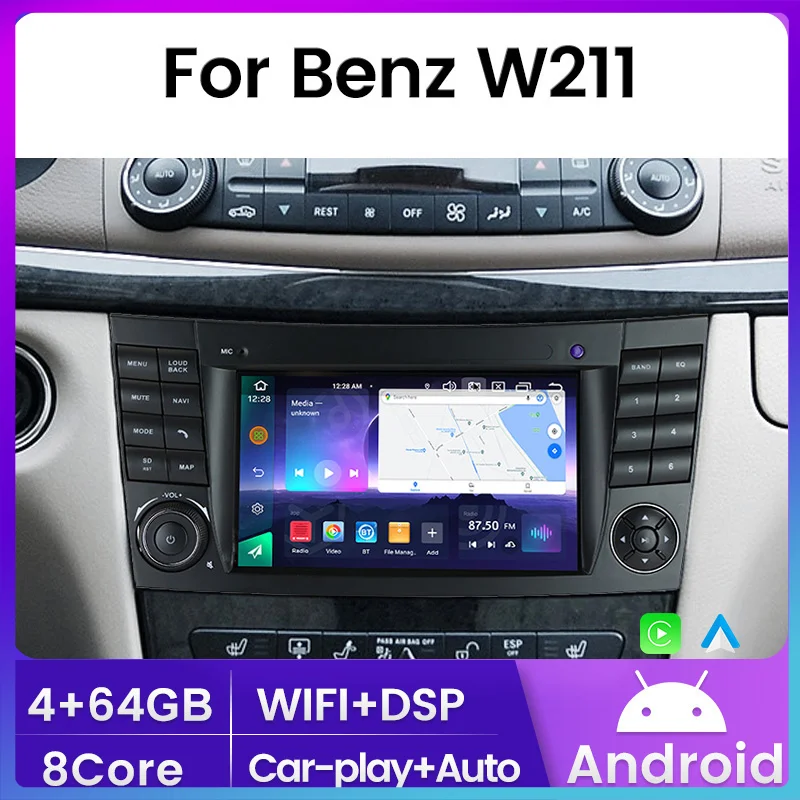 Android 14  1 Din Car Radio for Mercedes Benz E-class W211 W219 E200 E220 E300 E350 E240 E280 CLS CLASS Car Intelligent System