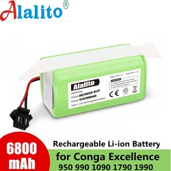 4S1P 14.4V 6800mAh Li-ion Battery for Conga Excellence 990 1090 Ecovacs Deebot N79S N79 DN622 Eufy Robovac 11 11S 12 35C X500