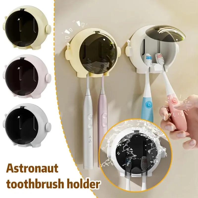 Toothbrush Holder Creative Astronaut Shape Easy Install Wall Storage Rack Bathroom Organizer Cute Bathroom Decor Accessory