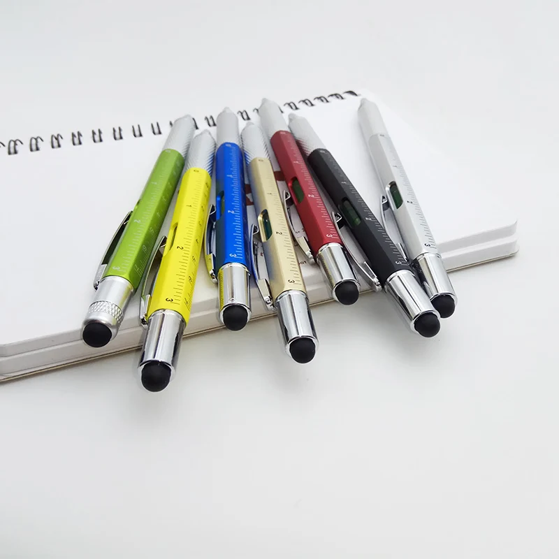 Multifunctionele Touch Screen Plastic Balpen Met Waterpas Balpen Office Gift Canetas Reclame Custom Logo