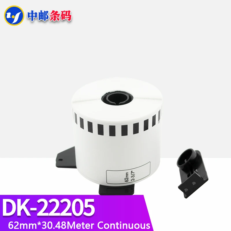 1 Roll Compatible DK-22205 Label 62mm*30.48M Continuous For Brother QL-570/700/800/1060/1100 Printer All Include Plastic Holder