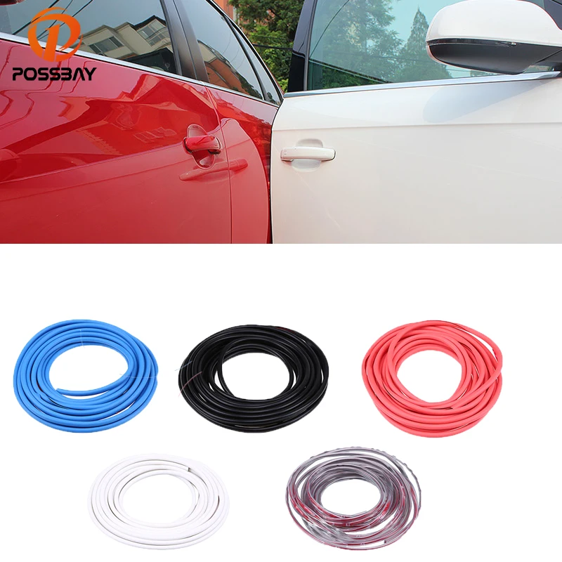 POSSBAY 5m Car Door Edge Protector Sticker Flexible Rubber Anti Crash Sealing Trim Molding Protector Guards Bumpers