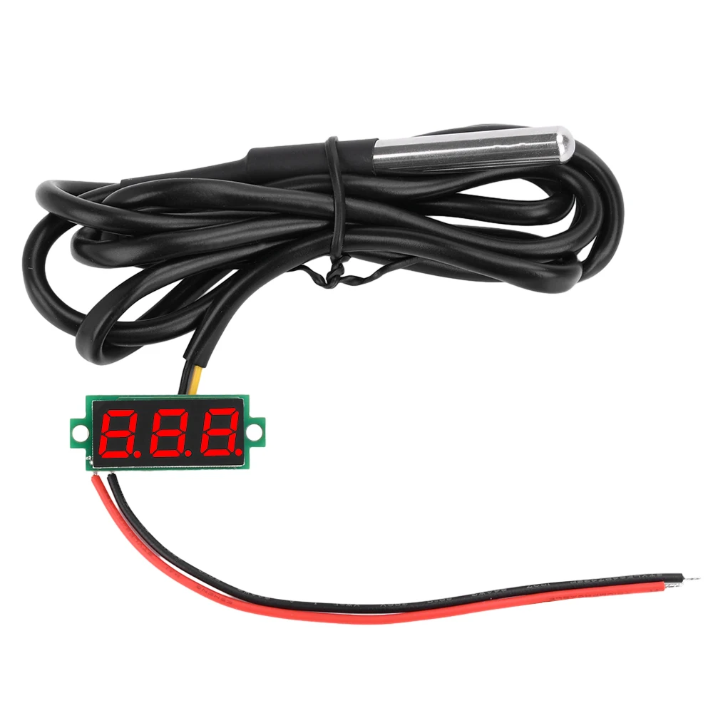 Mini termometro digitale Tester per indicatore di temperatura digitale a due linee da 0.28 pollici pannello di visualizzazione a LED DS18B20 sonda in metallo impermeabile