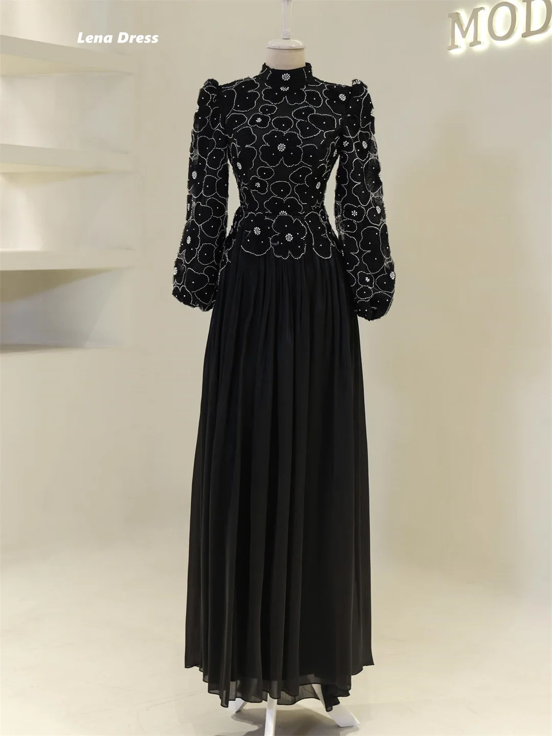 Lena Maßgeschneiderte Ballkleider 2025, luxuriöses Ballkleid mit langen Ärmeln, sehr luxuriöse Abendkleider, hochwertige, hochwertige Party