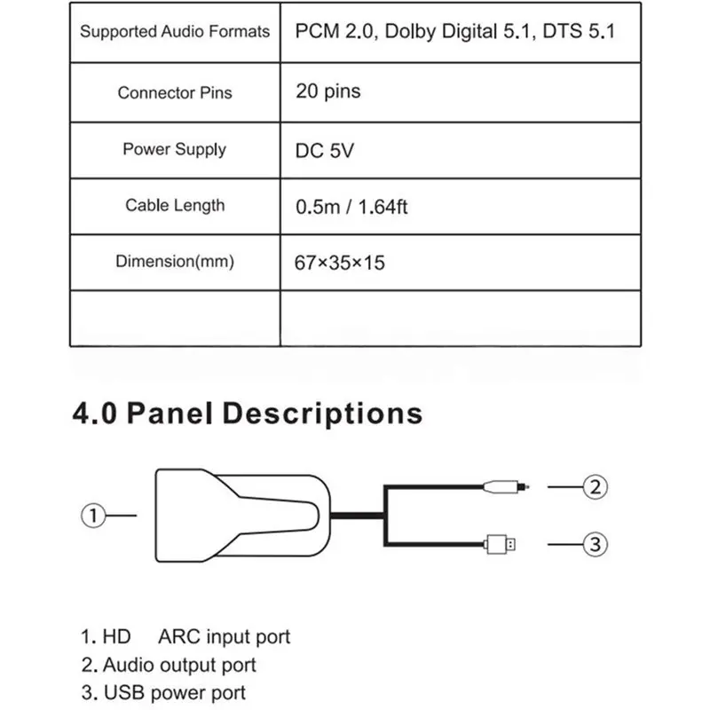 A31T -Compatible to SPDIF Optical TOSLINK Audio Extractor for ARC eARC Converter for Soundbar Amplifier