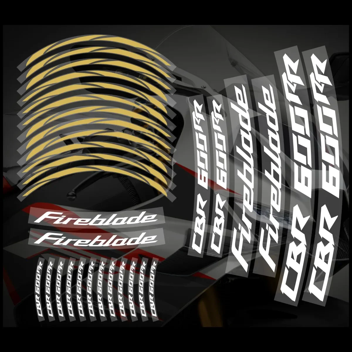 AnoleStix Riflettente Ruota Del Motociclo Adesivo Mozzo Decal Rim Stripe Nastro Per Honda CBR 600RR 2024 2023 2022 2021 2020 2019 2018