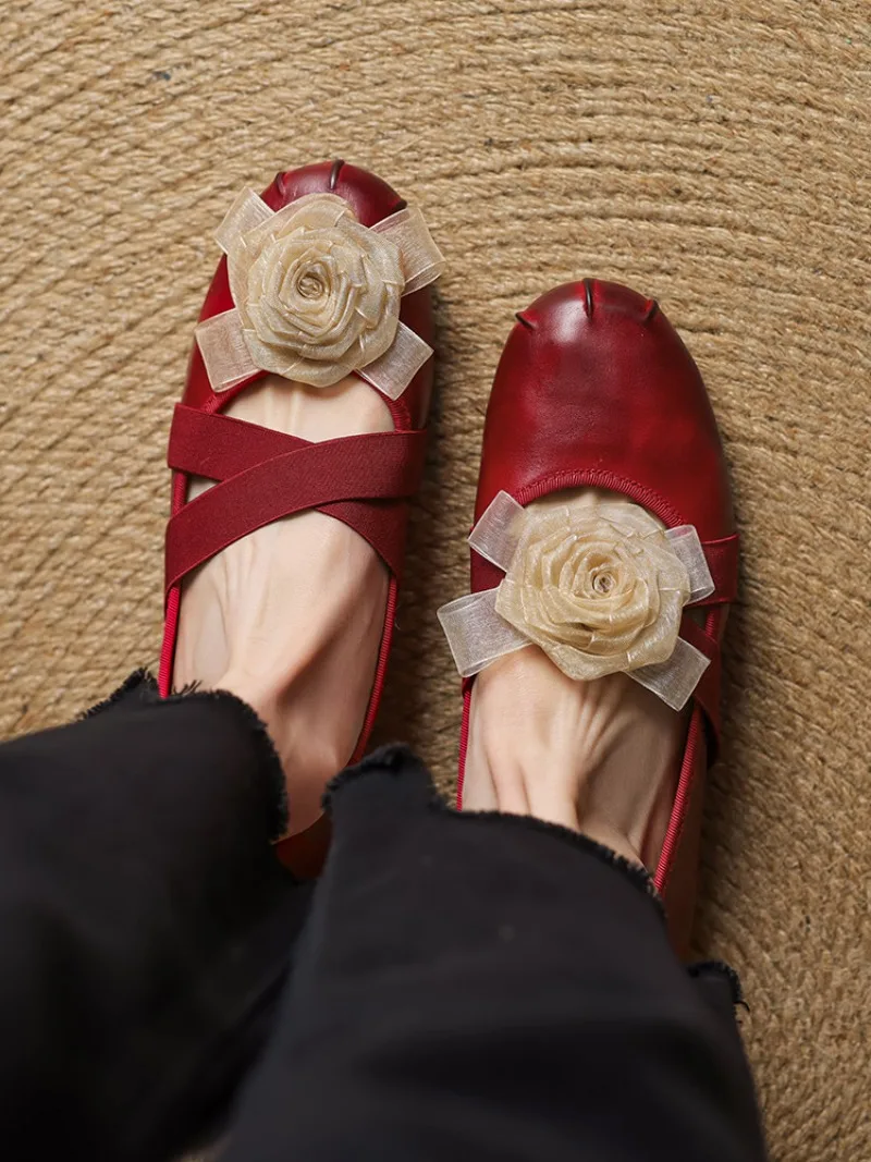 

Балетки Marie Janes на плоской подошве, женские сандалии с цветочным принтом, новинка 2025, летние неглубокие лоферы, трендовое платье, удобная повседневная обувь, Zapatos Mujer