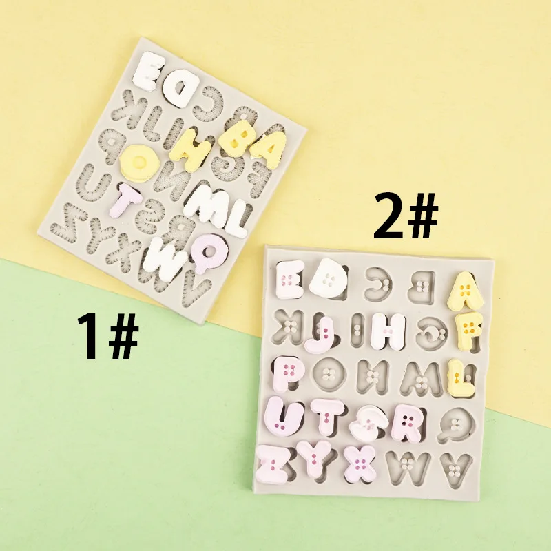 26 English Button Alphabet Fondant Silicone Mold Cake Decoration Chocolate Baking Clay Mould A736