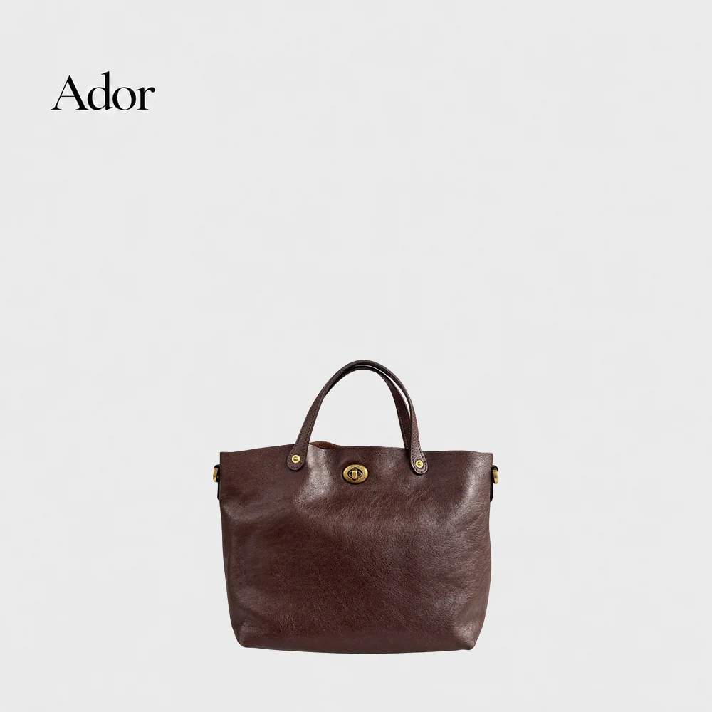 Genuine Leather Tote Bag for Women Large Capacity Top Handle Handbag Turn Lock Shoulder Bag for Work Shopping Travel