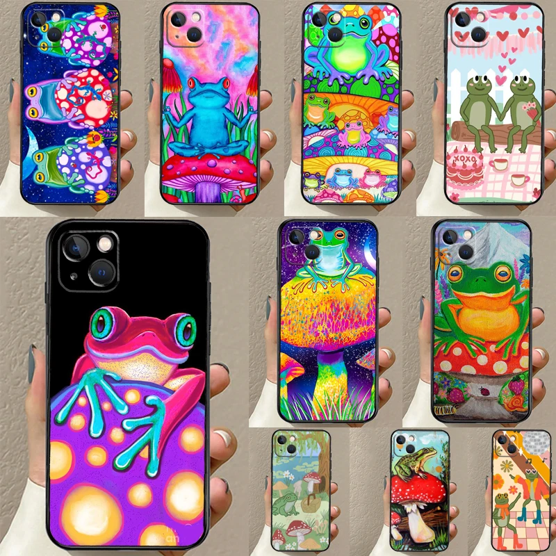 Frong Froggy Art Groovy Hippie Case For iPhone 16 15 14 13 Pro Max 12 Pro Max Mini 11 Pro Max XS X XR Plus Cover Shell