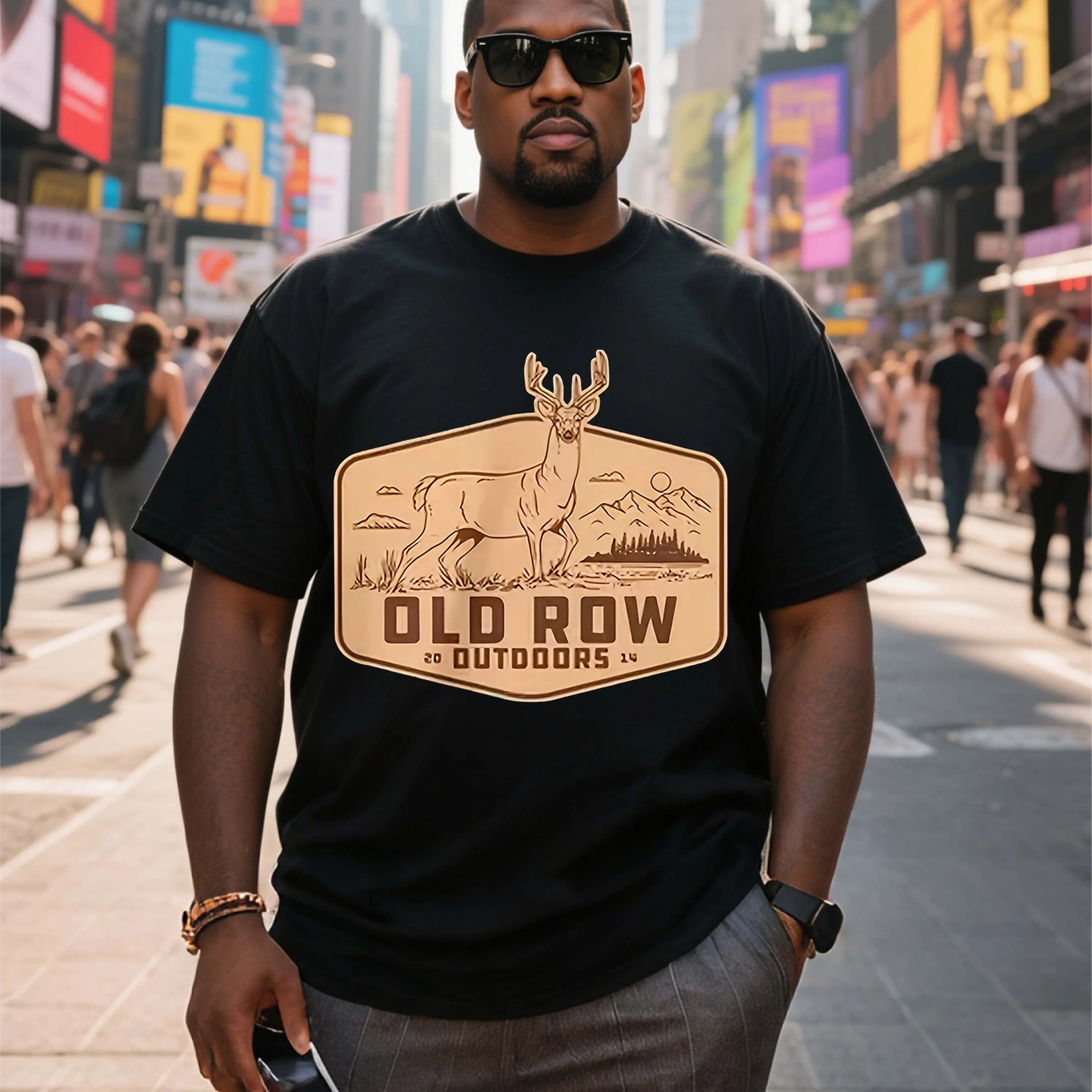 

Мужская футболка больших размеров с рисунком оленя, черная футболка с короткими рукавами, подходящая для летней одежды для отдыха на открытом воздухе