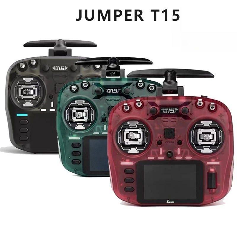 

JUMPERT15 Remote Control 2.4G Hall Gimbal RDC Open Source Transmitter 915M Long Range ELRS for FPV Drone (Trans Green/Red Color)