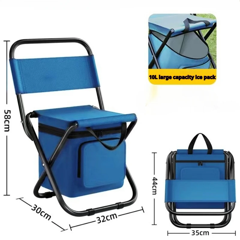 Outdoor Folding Chair 3-in-1 Fishing Beach Leisure Chair Camping Camouflage Pony Large Capacity Ice Pack Outdoor Outing Chair